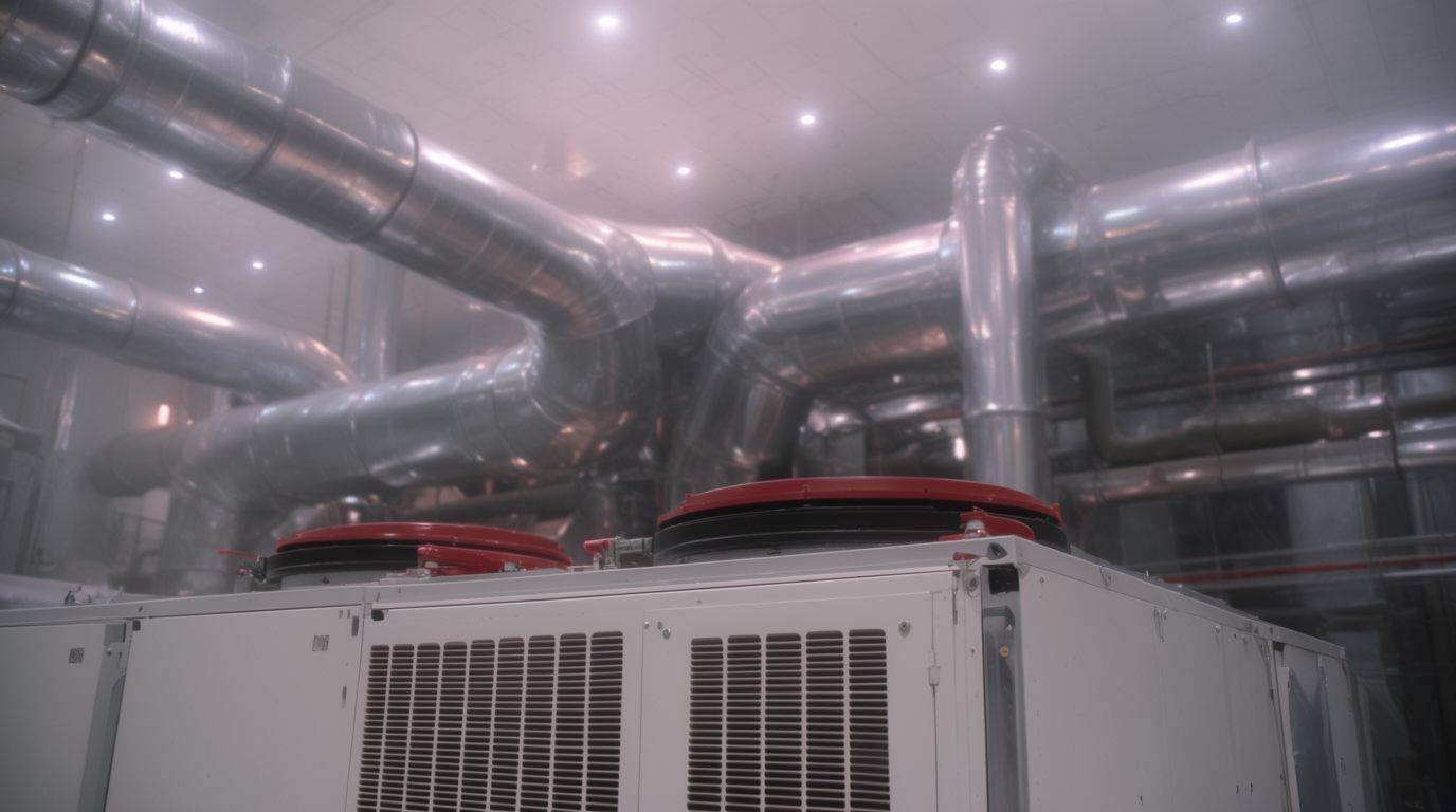 HVAC plant room with air handling units and ductwork